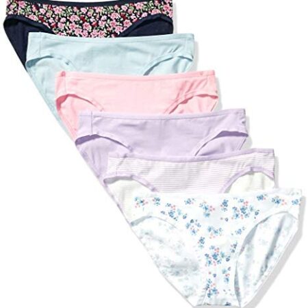 Amazon Essentials Women's Cotton Bikini Brief Underwear (Available in Plus Size), Pack of 6, Wildflowers, 14