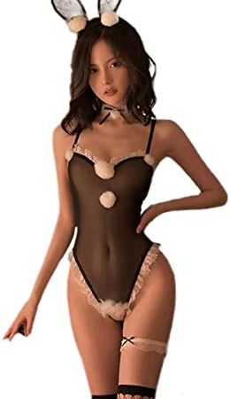 SNOMYRS Womens Sexy Bunny Lingerie Mesh Naughty Uniform Cosplay One Piece Bodysuit Rabbit Outfit