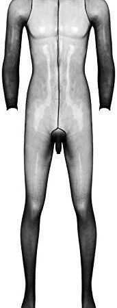 YiZYiF Mens See Through Leotard Bodysuit Open Penis Sheath Footed Full Body Stockings Pantyhose