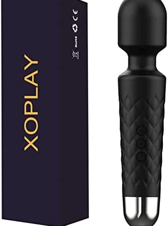 G Spot Wand Vibrator for Women, XOPLAY 20 Modes Powerful Dildo Clitoral Stimulator, Wireless Quiet Waterproof USB Rechargeable Anal Toys Adult Sex Toys Gift for Couples Female Masturbation Black
