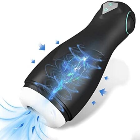 Electric Male Masturbator Cup with 5 Suction & 12 Vibrating Modes, 3D Textured Realistic Pocket Pussy Rechargeable Sex Toy for Men Masturbation,LVFUNCO Male Stroker Toy for Penis Stimulation (Black)