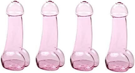 Lazyspace 4P Creative High Boron Cocktail Glasses Cup, Creative Funny Cocktail Wine Glass,Beer Juice Cup Cocktail Glasses,Novelty Drink Cup, Novelty Drink Cup for KTV Bar Night Party (Pink, 4Pack)