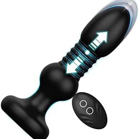 Thrusting Anal Plug Vibrator, Wireless Remote Control Butt Plugwith 5 Vibration Mode for Male Women, Rechargeable G Spot Stimulator Vibe Dildo Prostate Massager Adult Sex Toys for Couples Gay
