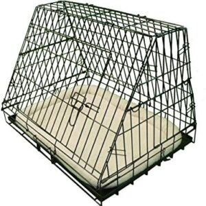 Ellie Bo Deluxe Sloping Puppy Cage Medium 30 inch Black Folding Dog Crate with Non-Chew Metal Tray, Fleece and Slanted Front For Car by Ellie-Bo