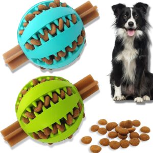 PawsOnlyUK Treat Dispenser Dog Toy Ball | Interactive Dog Toys for Boredom | Dog Puzzle Toy | Stimulation Toy (Small 6cm/2.35in, BLUE + GREEN, 2 Pack)