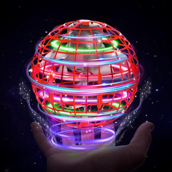 XINHOME Flying Ball Orb Toys Hover Ball Pro Flying Spinner Toy UFO RGB Cool Stuff Globe Orbi Magic Boomerang Hand Controller Mini Drone for 8 9 10 11 12 boys girls Kids (Red)