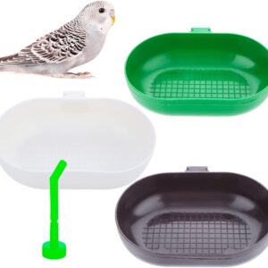 3 Pack Small Bird Plastic Feeder Seed Food Feeding Cup for Bird Parakeet Budgie Cockatiel Lovebird