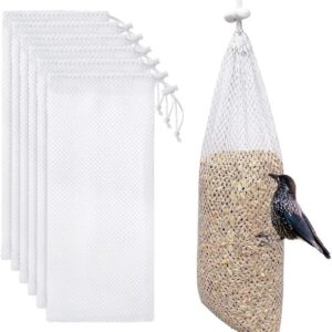 6 Pieces Food Finch Sock Feeder, Thistle Seed Sacks in White, Bird Feeder Socks, Instant Seed Sack Feeder for Wildlife Goldfinch Feeding (White)