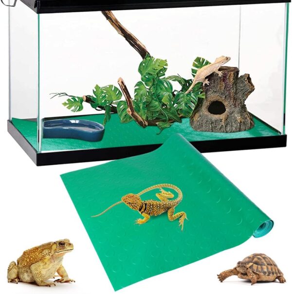 AMFUN Reptile Carpet,17" x 78" PVC Pet Mat Terrarium Liner Lizards Bedding, Non-slip Floor Mat for Snakes, Turtles, Chameleon, Gecko, Bearded Dragon, Iguana and other reptile(Green)