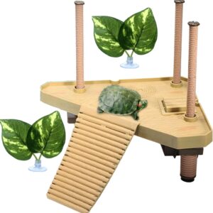 ATB-GIFT Turtle basking platform, Floating dock for turtle tank, Turtle dock With green dill and sucker for Small Reptile Frog Terrapin(SIZE:M)