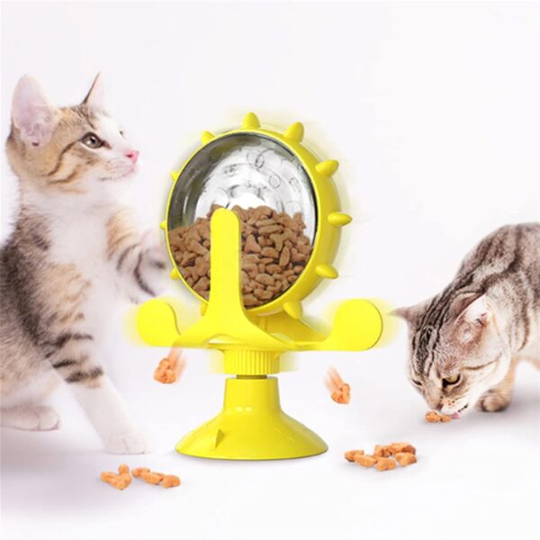 Dog Puzzle Toys Spin Interactive Cat Slow Feeder,Creative Treat Dispenser for Pets IQ Brain Training Mental Enrichment,Reduce Boredom,Natural Foraging Skills for Smart Small and Medium Pets (Yellow)