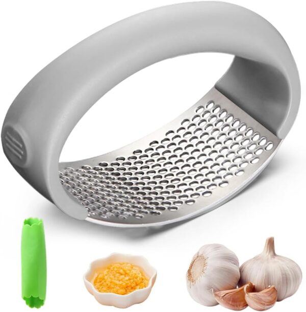 Garlic Crusher, 2025 Newest Garlic Press, Cooking Utensil Garlic Slicer Garlic Press Rocker for Chopped Vegetables Uses (Grey)