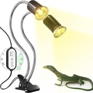 GlowUp Tortoise Heat Lamp, Temperature Control & Timing Terrarium Heat Lamp, Maximum 200W E27 Heating Lamp Holder, AC220-240V Heat Lamp for Reptiles, Turtle, Lizard(No Bulb)