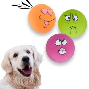 JEHANOIRY 3PCS Squeaky Dog Ball Toys, Interactive Latex Rubber Dog Squeaky Toy, Fetch Play Balls Pet Training Ball Dog High Bounce Ball for Small and Medium Dog