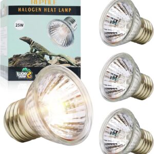 LUCKY HERP Reptile Heat Lamp Bulb 25W 4Pack, UVA UVB Basking Lamp Bulb for Tortoise, E27 Halogen Heat Light for Turtle, Lizard, Bearded Dragon