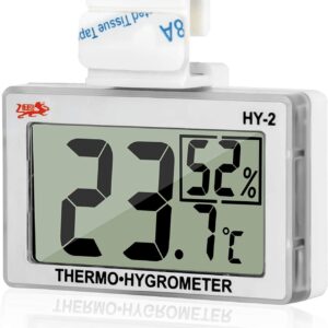 LXSZRPH Reptile Hygrometer and Thermometer High LCD Display Temperature Humidity Meter Gauge with Hook for Reptile Tanks, Terrariums, Vivariums (1 Pack)