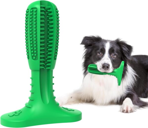 RUCACIO Upgraded Dog Toys, Indestructible Dog Chew Toy For Medium Small Chewers, Durable Dog Toothbrush Toys, Dog Dental Care Teeth Cleaning Toy, Puppy Dog Birthday Gifts (Green)