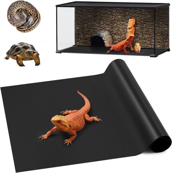 Reptile Carpet, Bearded Dragon Substrates, Tortoise Bedding Mat, Terrarium Substrate Liner for Leopard Gecko, Tortoise, Turtle, Lizard, Snake, Iguana Reptile Tank Accessories Black(45x180cm)