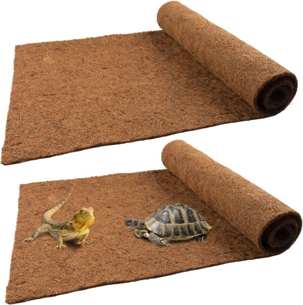 Reptile Carpet Coconut Fiber, 2 Rolls 80 * 40cm/31.5" x 15.8" Natural Reptile Carpet Terrarium Liner Bedding Reptile Substrate Mat Supplies for Bearded Dragon Leopard Gecko Iguana Lizard Snake Turtle