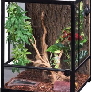 Swell Reptiles Glass Terrarium/Vivarium Tank | Easy Access Port for Access for Tiding Cables with Breathable Mesh Top Lid for Optimal Ventilation (45x45x60cm)