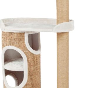 TRIXIE Falco 2-Story Cat Condo with Scratching Post, Two Platforms, Light Gray/Light Brown (44416), 117 cm