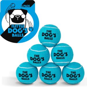 The Little Dog's Balls, Dog Tennis Balls, 6-Pack Small Blue Dog Toy, Strong Dog & Puppy Tennis Ball