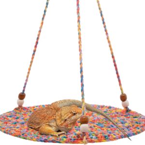 Tocwick Reptile Hammock Swing Hanging Bed, Cute Bearded Dragon Swing Toy, Cotton Lizard Summer Bed for Reptile, Cage Accessories for Leopard Gecko Small Animal