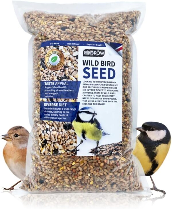 Wild Bird Seed - UKGROW Premium Blend for Garden Birds | Eco-Friendly, Nutrient-Rich Mix | Available in 1L, 2L, 3L, 4L, 5L, 10L, 20L Sizes (1 Litre)