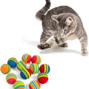 jiuhao Rainbow Cat Toy Balls,Soft EVA Foam Interactive Indoor Kittens Toys,Small Cat Toy Balls Bulk Quiet Play Sponge Ball ​Colorful Foam Balls for Pet Chase Training Sports