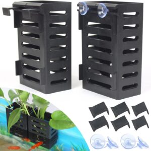 2Pcs Upgraded Aquarium Plant Holder with Hooks and Suction Cups - Multipurpose Hydroponic Plant Cultivation & Aquascaping