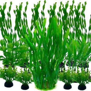 Aquarium Plants, 25pcs Fish Tank Decor Green Plants Artificial Aquarium Decorations Plastic Plants for Aquarium Simulation