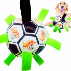 LZHDZQD Dog Toys, Toy Balls for Dogs, Dog Football Toys with Grab Tabs for Indoor Outdoor Garden Water Beach Play Tug, Interactive Dog Toys For Boredom For Small Medium Dogs (Black)