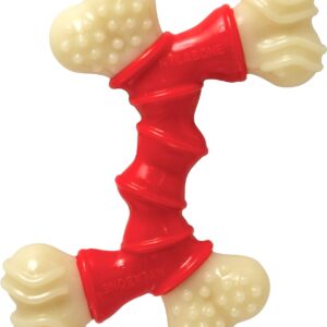 Nylabone Extreme Tough Dog Chew Toy, Double Bend Bone, Cleans Teeth, Bacon Flavour, Extra Small, for Dogs over 7 kg