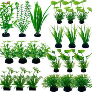 OMJMYY 21 Pack Aquarium Plants Artificial Fish Tank Plants Artificial Aquarium Fish Tank Plastic Plants Tropical Fish Tank Plants Fish Tank Decorations for Fish Tank Decor Aquarium Decor