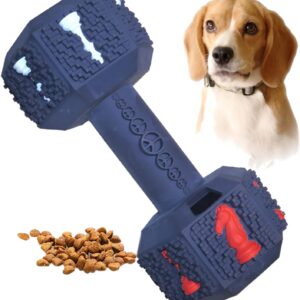 Pet-Fun® Dog Chew Toys Small Dumbbell for Medium Small Dogs, Non-Toxic Tough Natural Rubber Dumbbell Toy, Treat Dispensing and IQ Puzzle Toy for Medium Small Dog Average Chewers