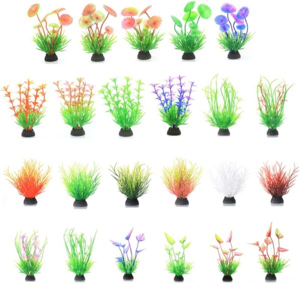 Pilikoll 23 Pcs Aquarium Decorations Plastic Plants Fish Tank Decorations Plants Underwater Plants Decorations Artificial Plastic Plants for Fish Cave and Hideout Ornaments