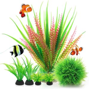 QZQ Fish Tank Decorations For Aquarium Plants Include 6pcs Aquarium Ornaments Artificial Plastic Fish Tank Accessories For Plants