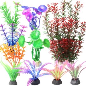 RJMBMUP Artificial Plastic Plants Fish Tank Decorations Aquarium Ornaments Multicolor Accessories Set for Tropical Goldfish