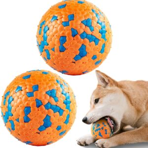 SUNNEKO 2 PCS Interactive Dog Toys for Boredom, Dog Stimulation toys, Indestructible Dog Toys for Aggressive Chewers, Teething Dog Balls, Tennis Balls for Puppy Small Medium Large, Orange