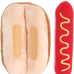 Tiiyee Hot Dog Stuffed Toys, Small 3D Cute Plushies Soft Dog Toy Interactive Pet Puppy Anxiety Relief Plush Animal Toys Throw Pillow Sofa Doll Christmas for Home Decor Gift