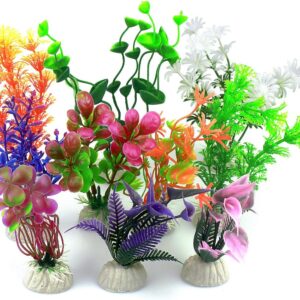 Vascinate Aquarium Fish Tank Plastic Plants, 10 Pcs Aquarium Plants Fish Tank Decorations, Aquarium Artificial Plants Aquarium Decoration