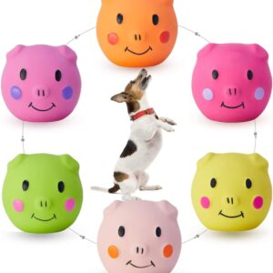 YOPOTIKA Dog Squeaky Toy, 6 PCS Soft Latex Squeak Balls for Puppy Small Pet Dogs, Rubber Soft Sound Toys for Interactive Fetch Play, Dog Toys Chewing Squeaky Toy