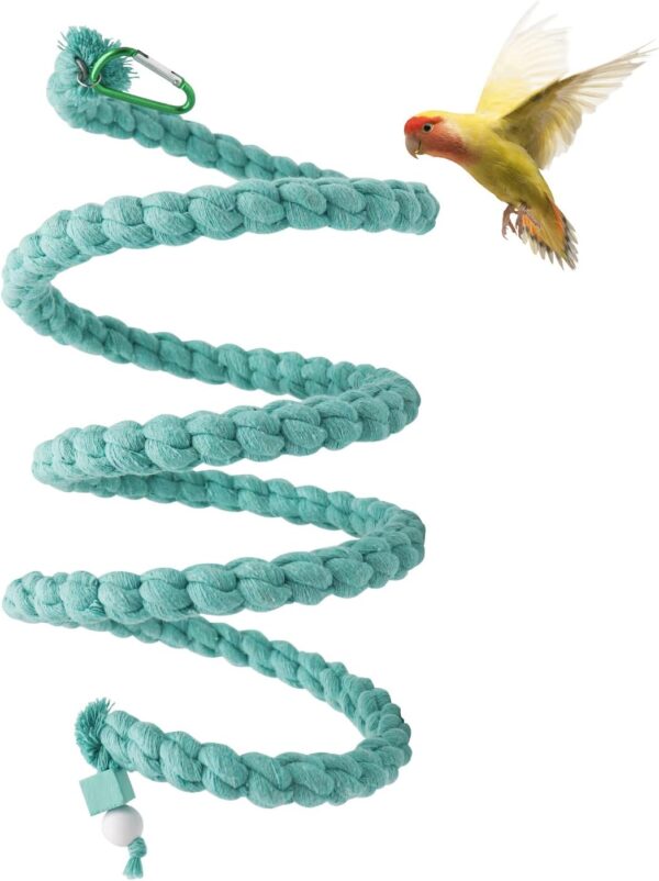 150 cm Extra Long Bird Rope Perch, Bird Spiral Rope Swing Toy, Bird Cage Stand Pole Accessories, Bird Standing Climbing Toy for Parrot Parakeet Budgies Lovebirds Cockatiels