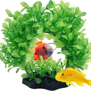 Mascot Pets 15cm Green Wreath Hoop Plastic Artificial Fake Plant Wild Bush Reeds for Aquarium Fish Tank Aquatic Greenery Décor Decoration Water Grass Plants Hide