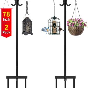 Mutool 78in/198cm Adjustable Shepherds Hooks for Outdoor, 2 Pack Heavy Duty Bird Feeder Pole, Shepherds Crook Garden Hooks for Lantern Birdfeeder Garden Lights Hanging Plants Solar Light, Black