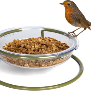 Garden Bird Feeder Tray - Mealworm And Robin Bird Feeder Jacobi Jayne® I Love Robins™ Easy Clean Treat Dish Ground Bird Feeder - Robin Feeders For The Garden