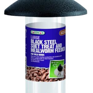 Gardman A01526 Black Steel Suet Treat and Mealworm Bird Feeder,9 x 9 x 21 cm