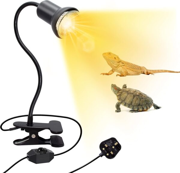 Tortoise Heat Lamp Reptile Heat Lamps, Basking Light with 360° Rotating Heating Light with 40cm Long Gooseneck, E27 Lamp Holder Turtle Tank Accessories for Aquarium Reptiles Snakes (without bulb)