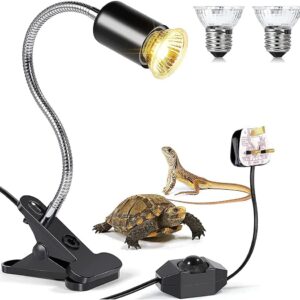 MILIWAN Tortoise Heat Lamp UVA+UVB Basking Lamp 75W+75W Reptile Heat Lamp with Holder E27 Aquarium Basking Light with 360° Rotatable Goose-neck for Reptiles, Lizards, Turtle Snakes, etc