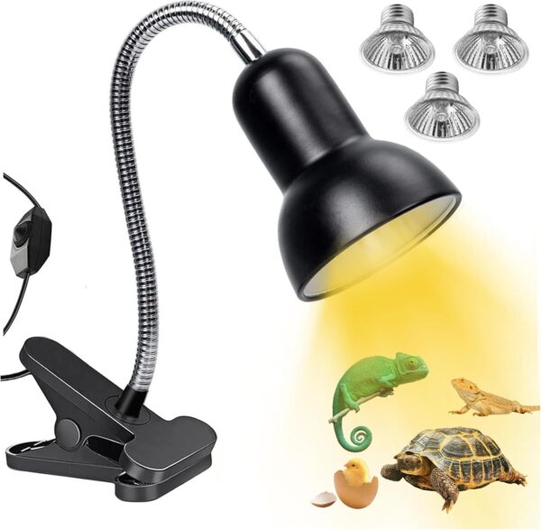 TOGETDREAM Tortoise Heat Lamp 360°Rotatable Reptile Basking Lamp with Clamp Stand 2 * 50w & 1 * 25W Basking Bulb 200W Dimmable UVB Light Reptile Kit for Aquarium Lizard Turtles Snakes Frog Spider